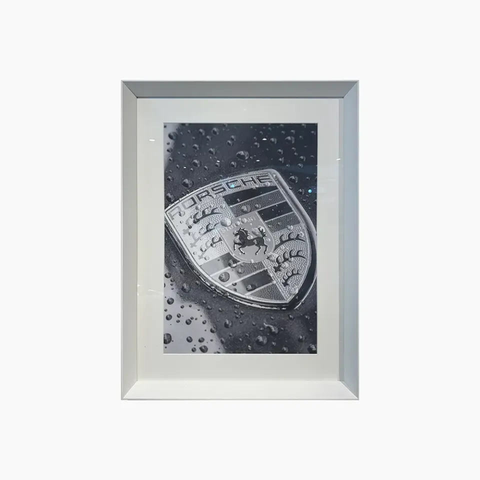 Any Image Porsche Logo tableau encadré 55X75 blanc photographie
