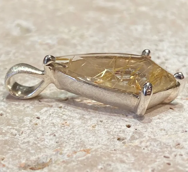 Galerie Kara pendentif argent quartz rutiles