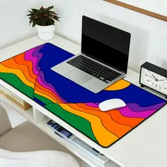 Society6 Rainbow Ravine tapis de bureau grand soleil nuit