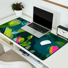Society6 Abstract Jungle Fever tapis de bureau feuilles vertes