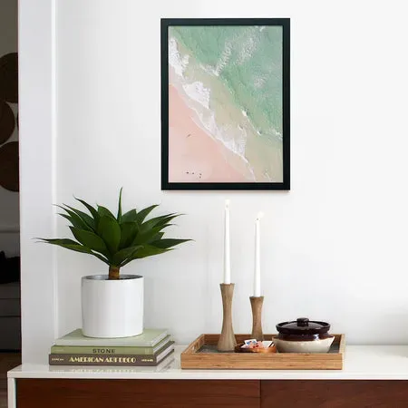 Society6 Ocean Walk 2 affiche encadrée vue aérienne