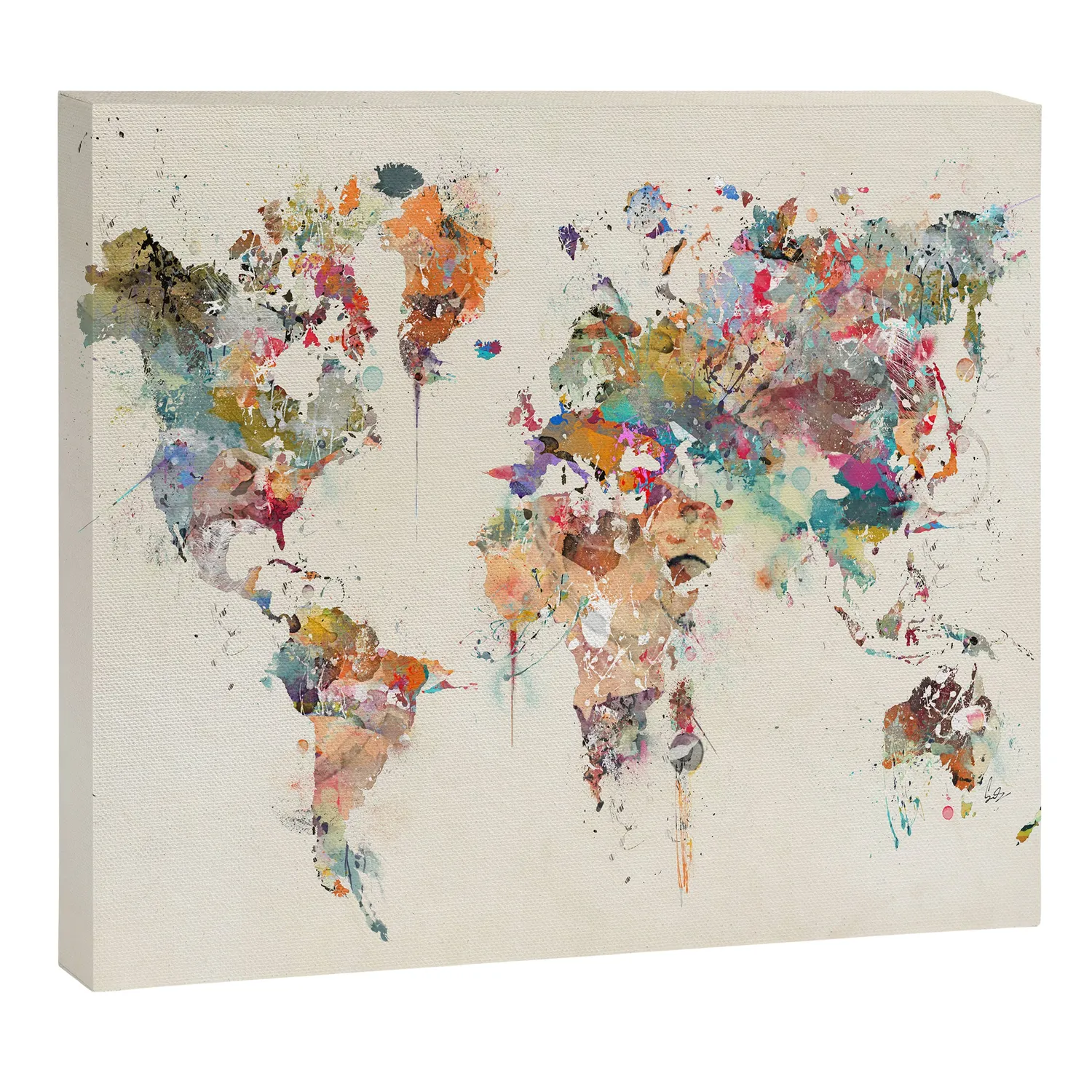 Society6 World Map Watercolor toile carte du monde