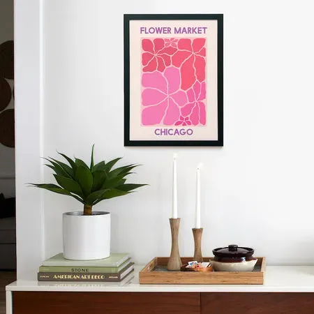 Society6 Flower Market Chicago affiche encadrée dahlias