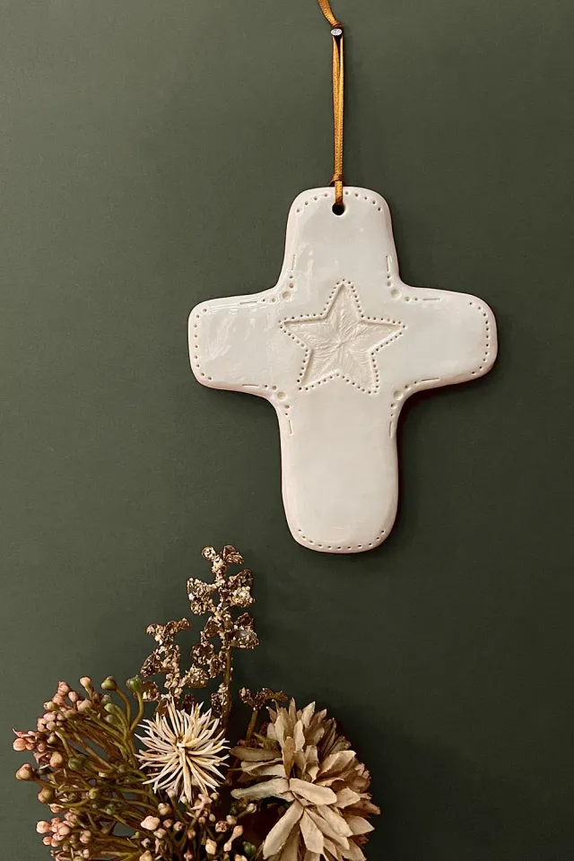 Biankaléone Croix à la douce étoile toile encadrée 9,5x12,5 cm