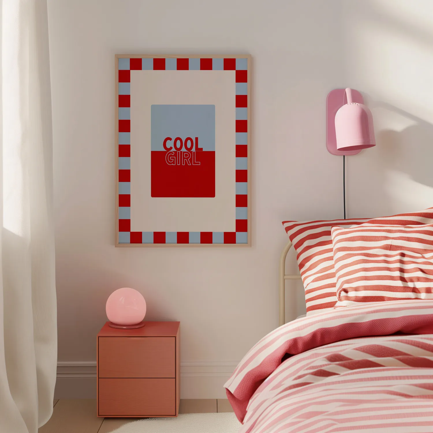 Maddison Ball Cool Girl in Baby Blue & Crimson affiche tirage mat