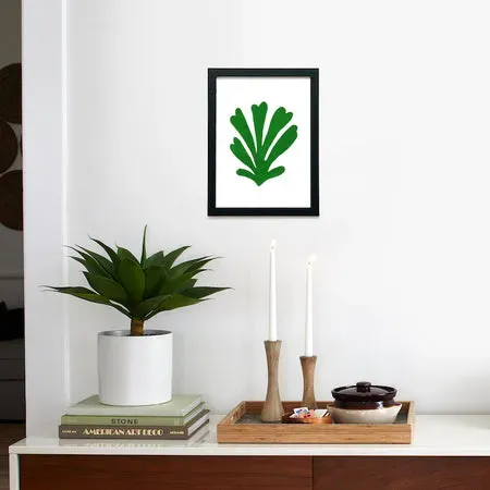 Society6 Matisse Leaf Green affiche encadrée feuille verte