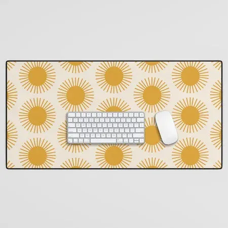 Society6 Boho Summer Sun Pattern I Golden tapis de bureau soleils dorés