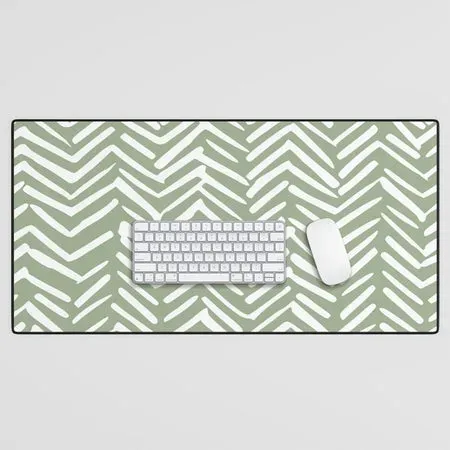 Society6 Herringbone Sage tapis de bureau chevrons