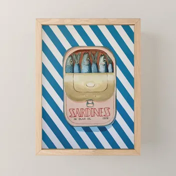 Society6 Sardines in Blue Stripes foil édition limitée sardines
