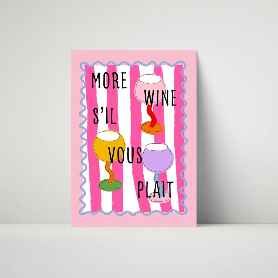 Maddison Ball More Wine S'il Vous Plait affiche vin