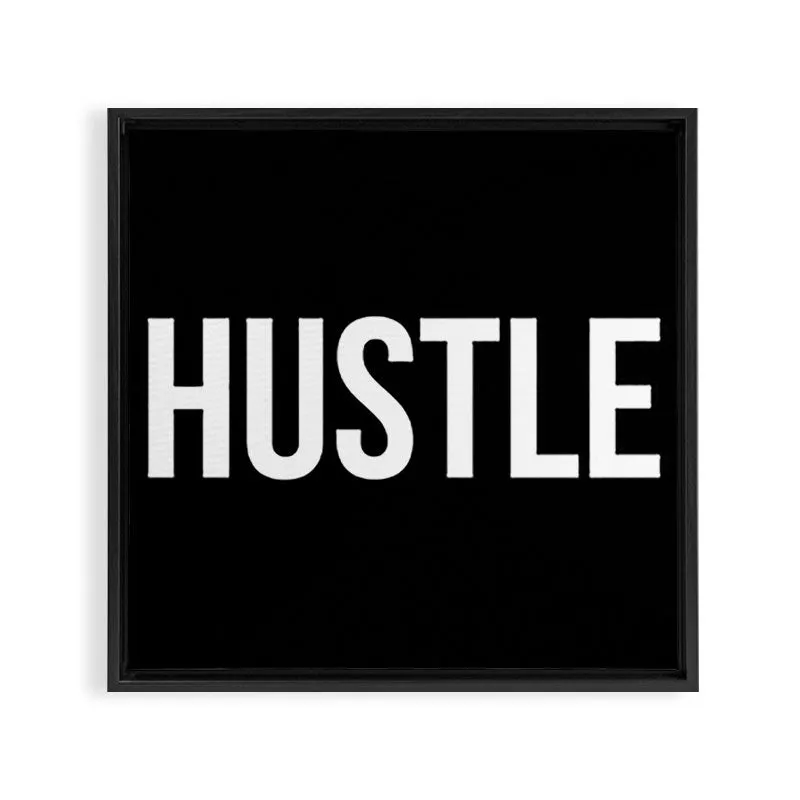 Society6 HUSTLE Black & White toile encadrée typo