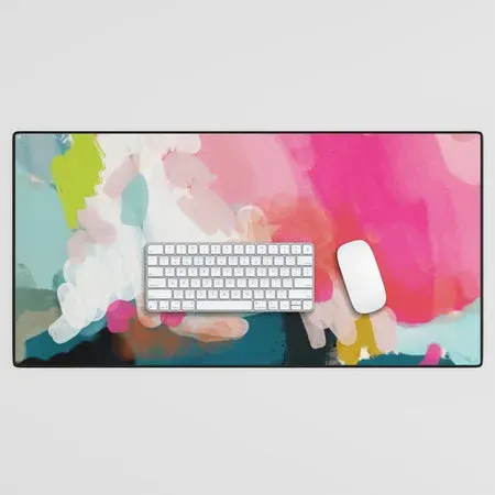 Society6 pink sky tapis de bureau abstrait rose sarcelle