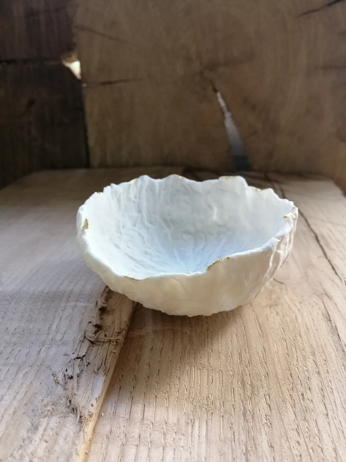 Sandrine Ramona Ma fille coupelle porcelaine feuille d'or 9 cm
