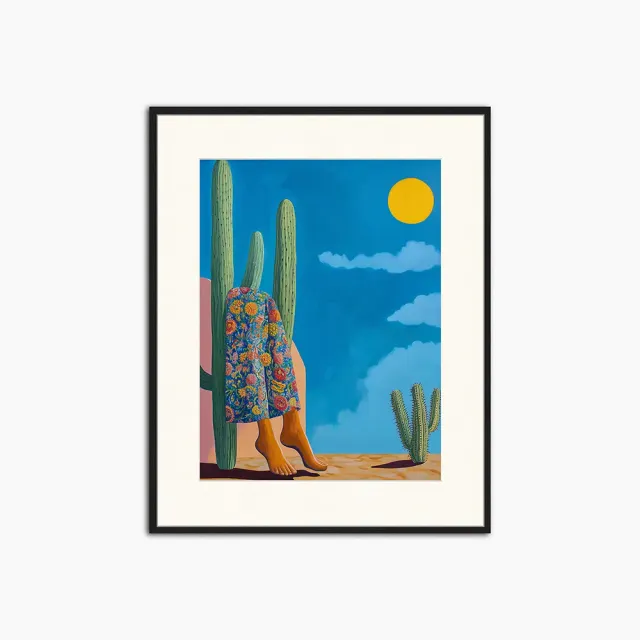 Any Image Feet Sun & Cactus tableau encadré surréaliste
