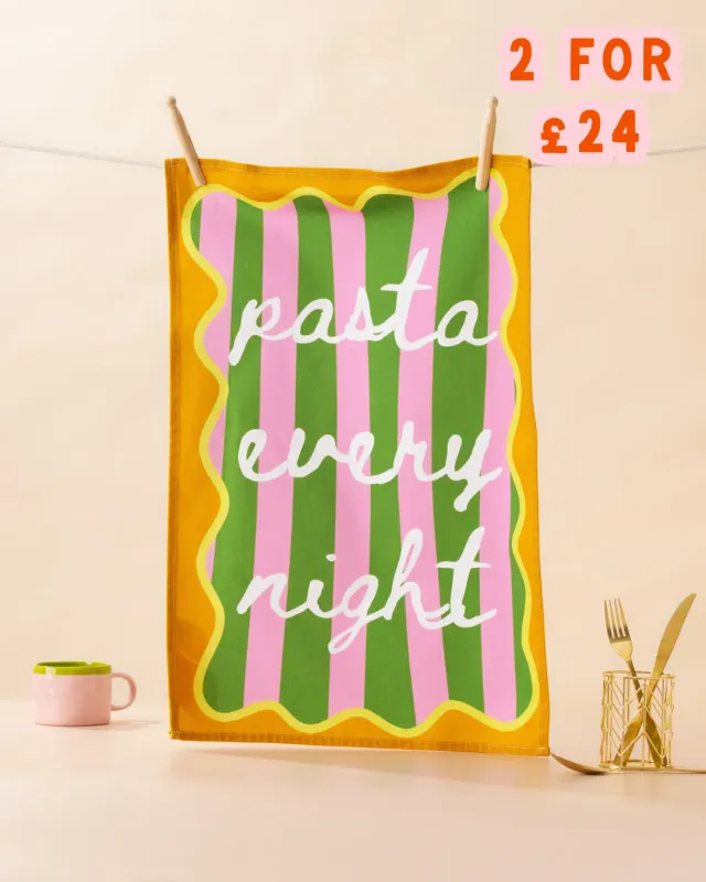 Maddison Ball Pasta Every Night torchon 68x45 coton