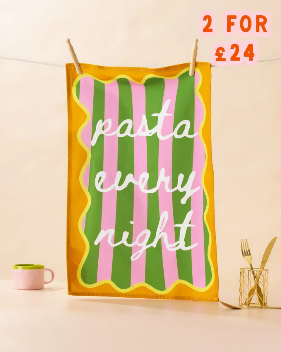 Maddison Ball Pasta Every Night torchon 68x45 coton
