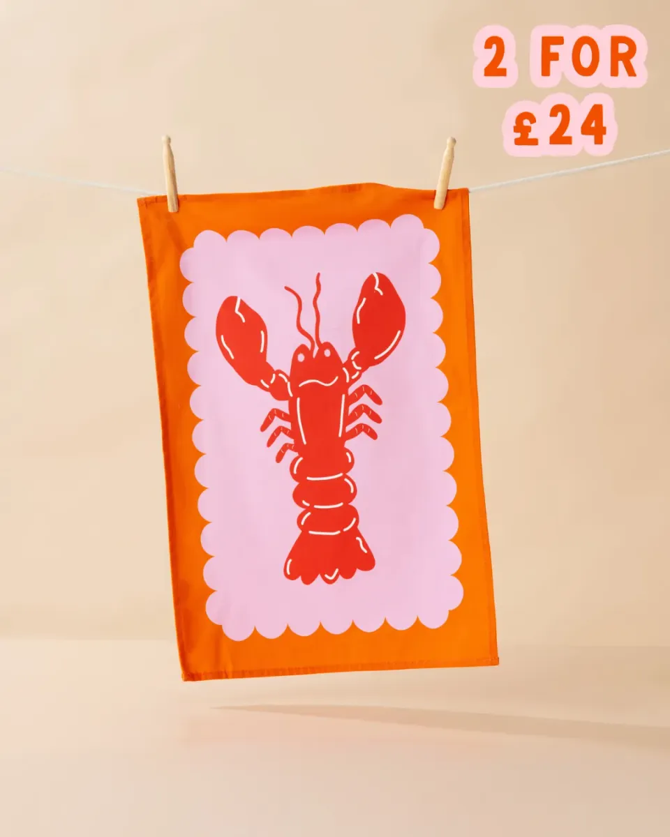 Maddison Ball Lobster Scallop torchon en coton 68 x 45 cm