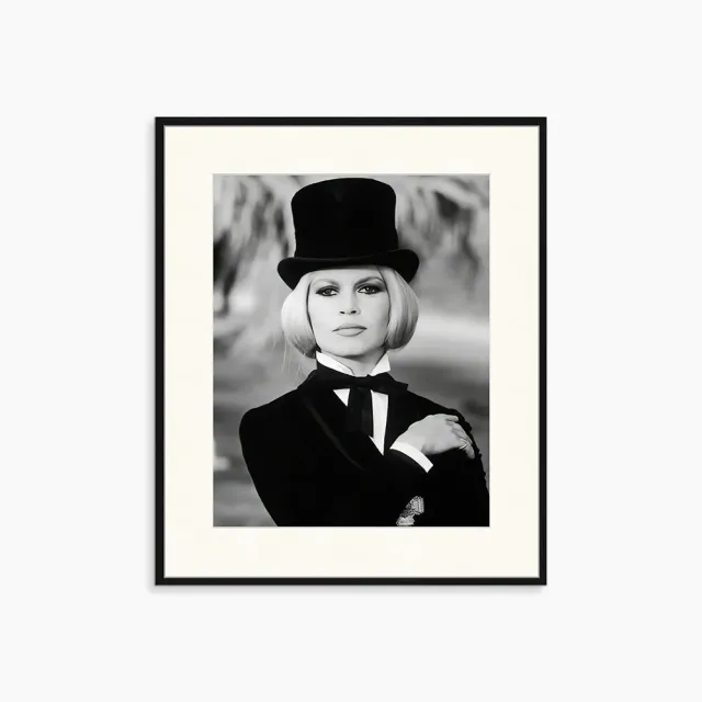 Any Image Brigitte Bardot Top Hat toile encadrée noir et blanc