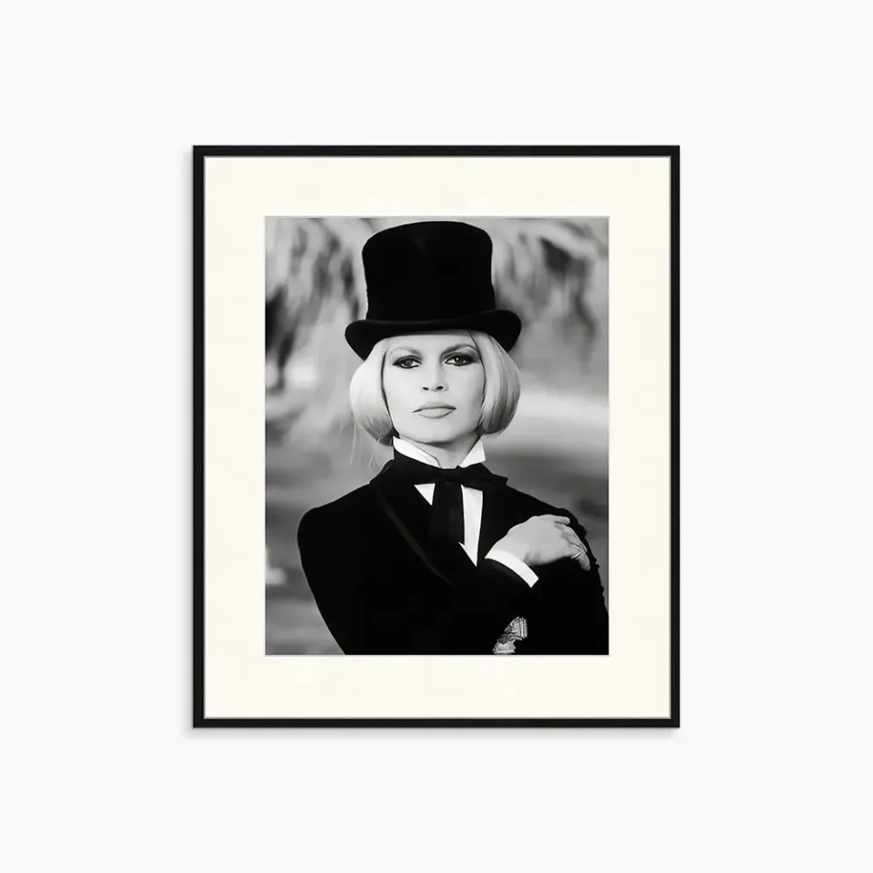 Any Image Brigitte Bardot Top Hat toile encadrée noir et blanc
