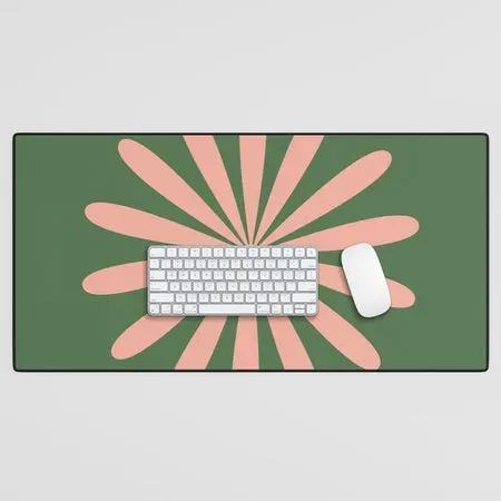 Society6 Big Daisy Retro Minimalism in Blush and Green tapis de bureau