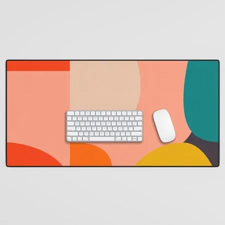 Society6 geometry shape mid century organic blush curry teal tapis de bureau