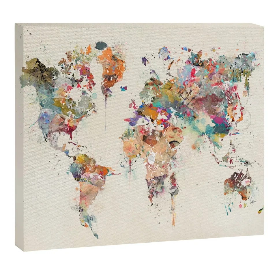 Society6 World Map Watercolor toile carte du monde