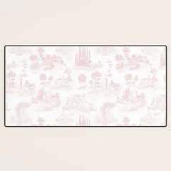 Society6 Toile de Jouy Vintage French Romantic Pastoral Baby Pink & White tapis de bureau rose