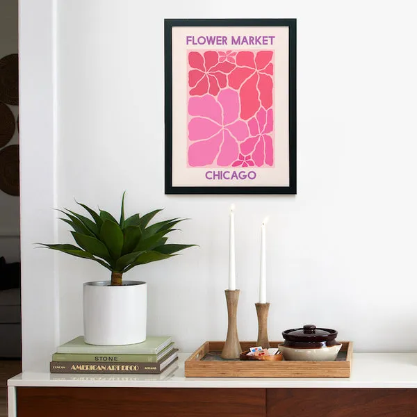 Society6 Flower Market Chicago affiche encadrée dahlias
