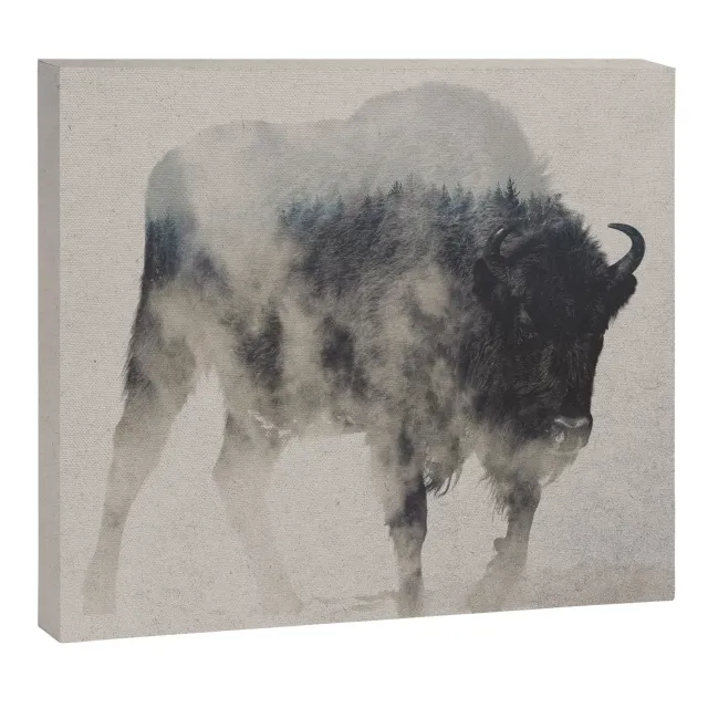 Society6 Bison In The Fog toile brume
