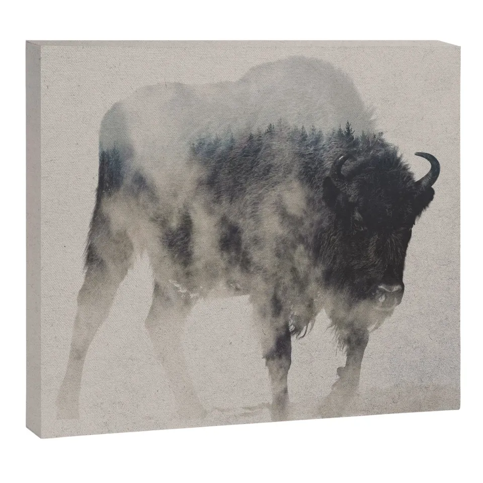 Society6 Bison In The Fog toile brume