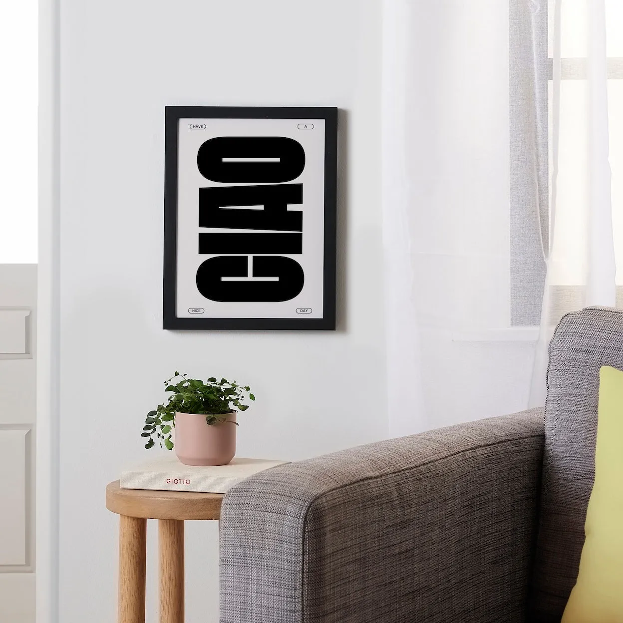 Society6 Ciao Bold Typography affiche encadrée typo 9x12