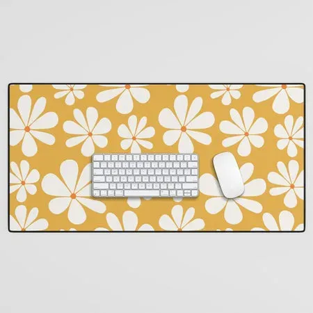 Society6 Retro Daisy Pattern tapis de bureau jaune marguerites