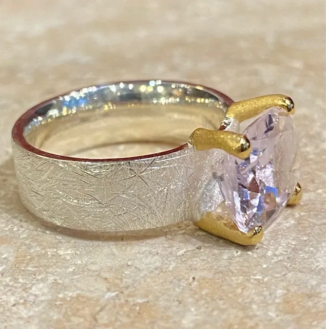 Galerie Kara bague améthyste argent brossé vermeil