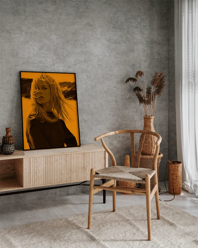 Any Image Brigitte Bardot Warm Orange toile encadrée icône cinéma