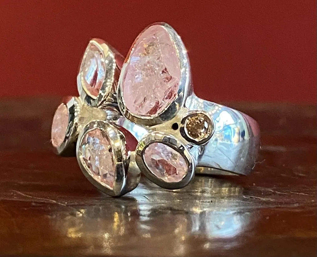 Galerie Kara bague morganite diamant argent rose