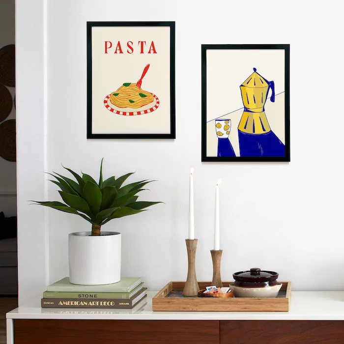 Society6 Happy Food Set affiche encadrée cuisine italienne
