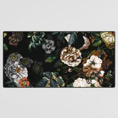 Society6 Floral Night Garden tapis de bureau noir