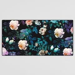 Society6 Night Forest tapis de bureau fleurs nocturnes