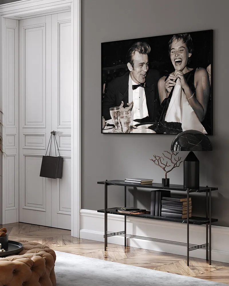 Any Image Jacob Baden James Dean & Ursula Andress Date Night toile encadrée noir et blanc