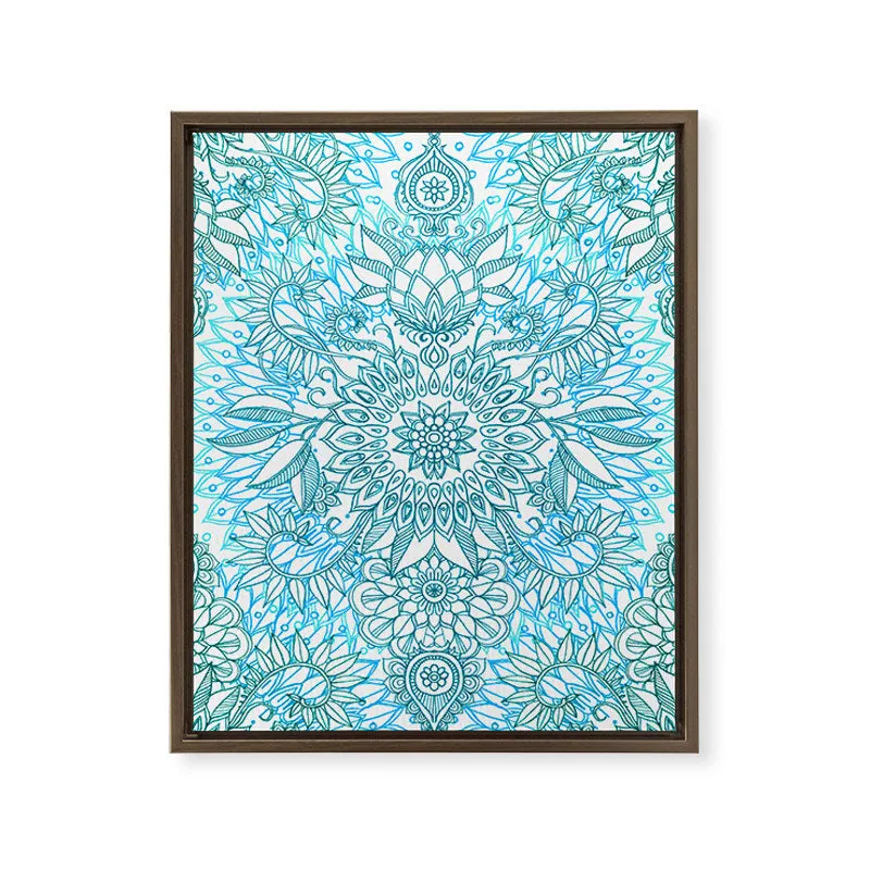 Society6 Turquoise Teal White Protea Doodle toile encadrée