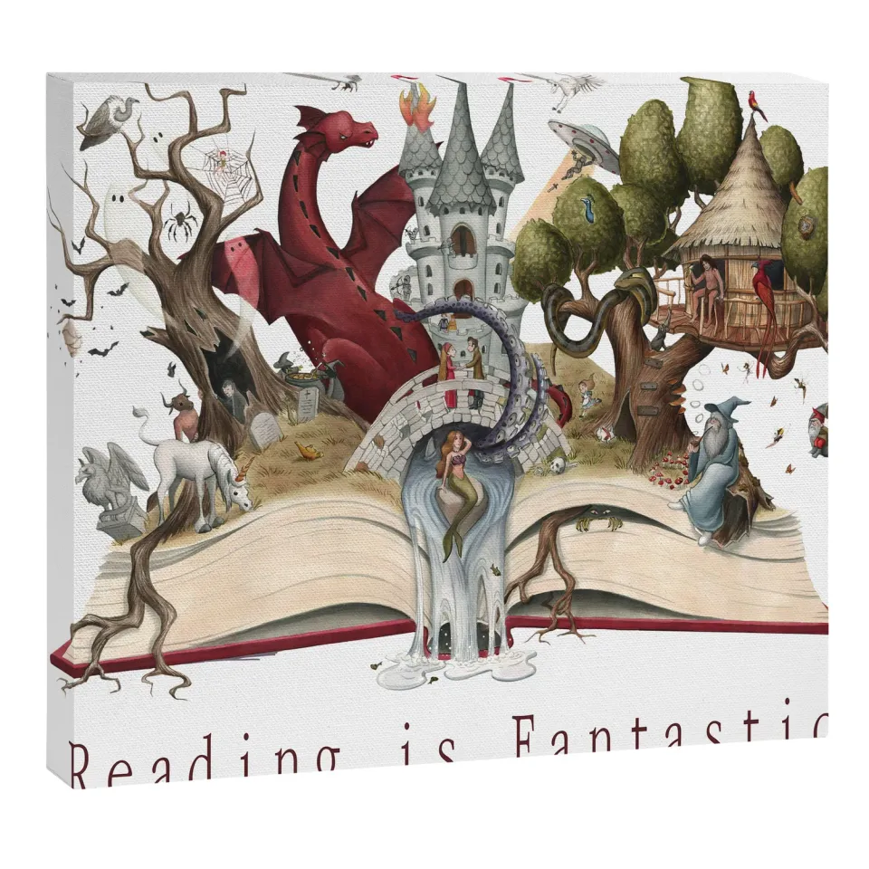 Society6 Reading is Fantastic toile dragon lecture