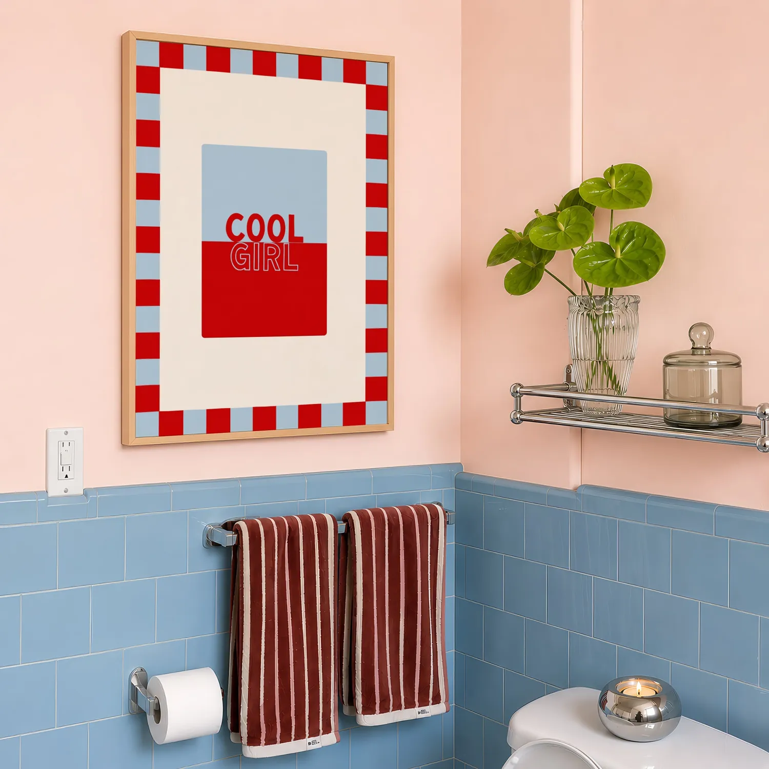 Maddison Ball Cool Girl in Baby Blue & Crimson affiche tirage mat