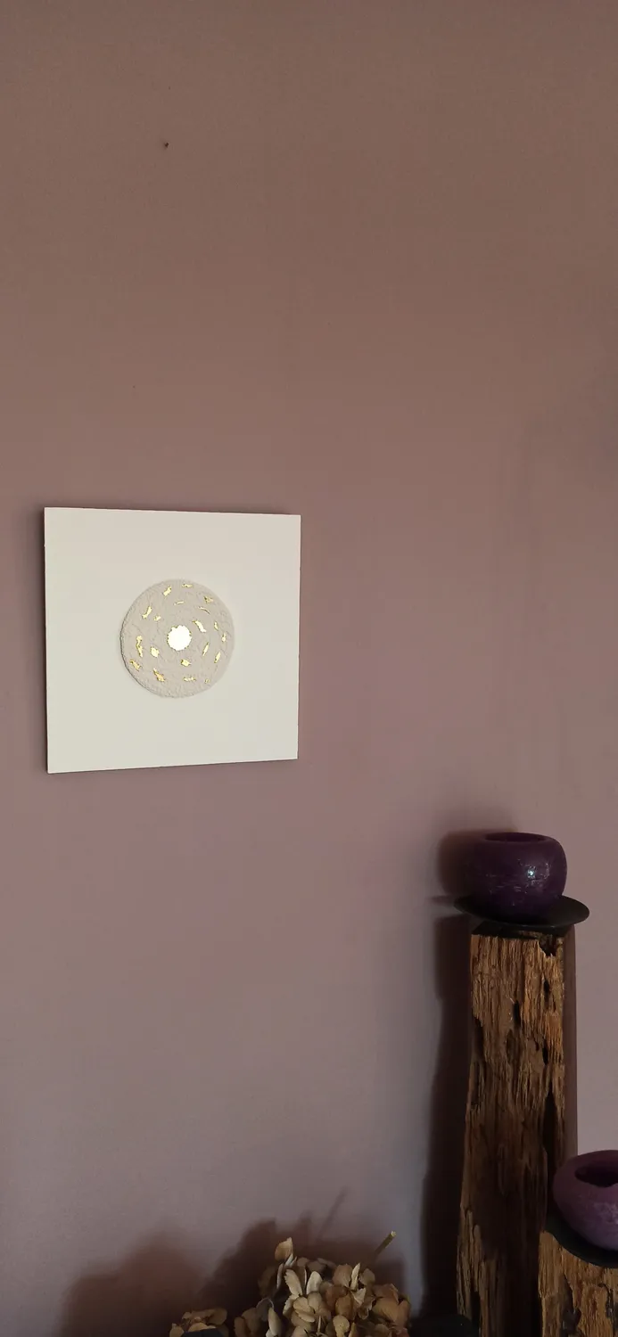 Tourbillon I tableau bois porcelaine feuille d'or pièce unique