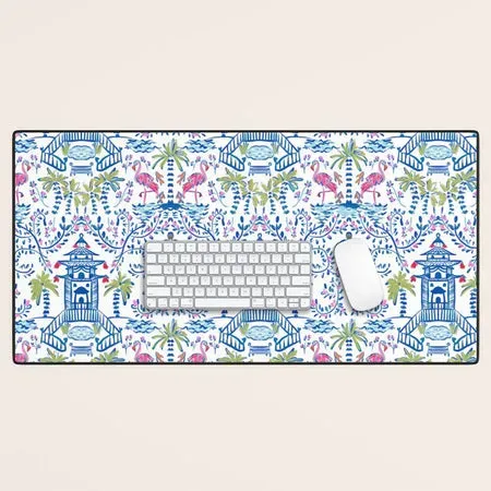Society6 Colorful Coastal Chinoiserie tapis bureau pagode