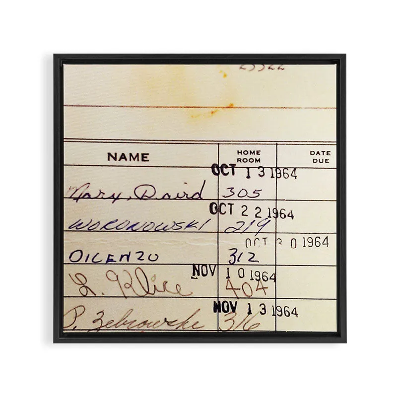 Society6 Library Card 23322 toile encadrée rétro