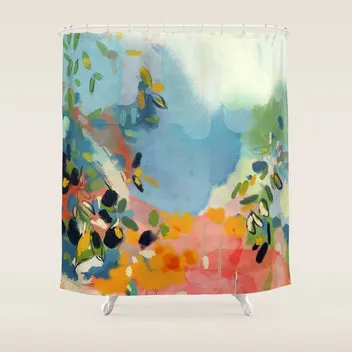 Society6 garden with sea view and olive tree tapis de bureau aquarelle