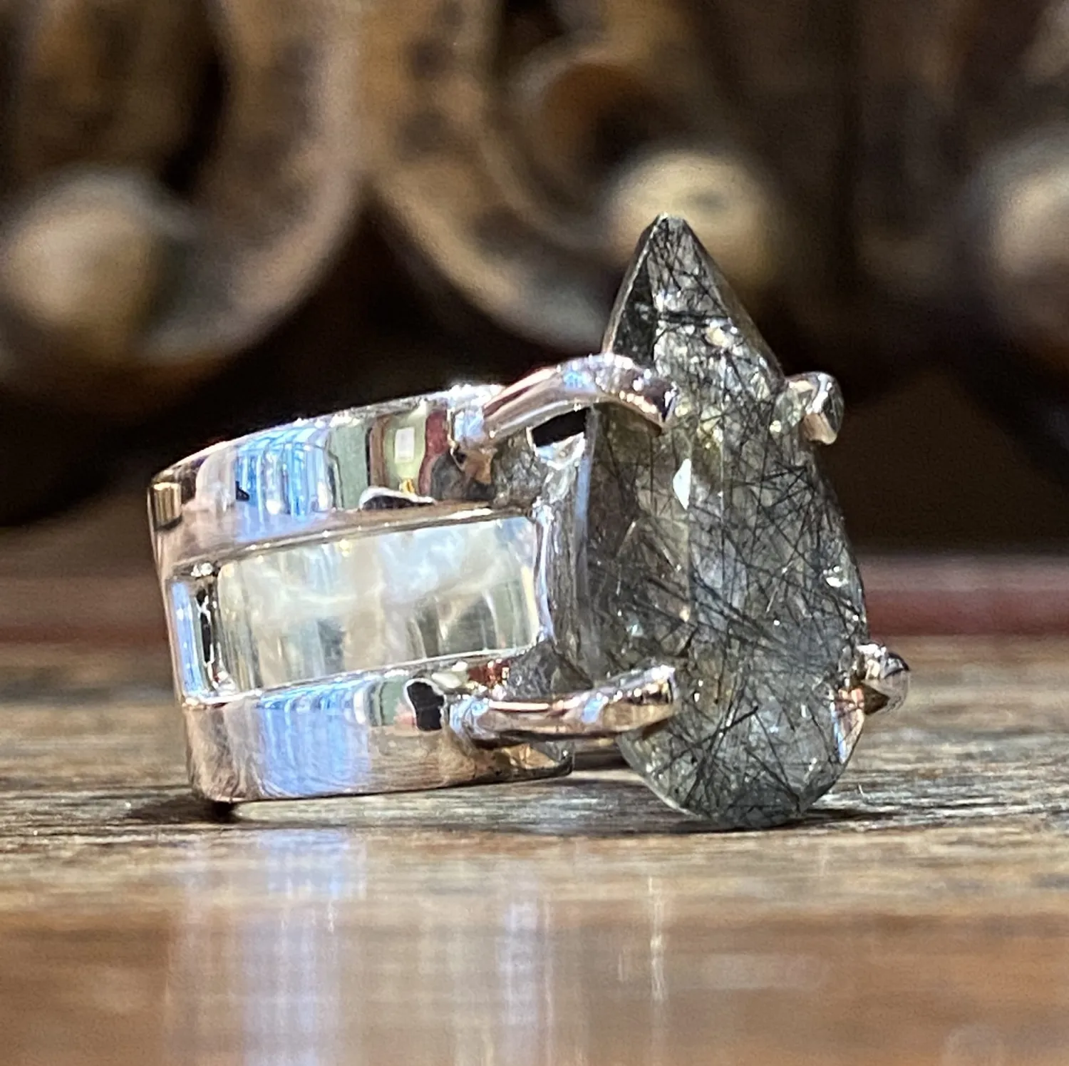 Galerie Kara Goutte bague quartz rutilé argent sterling