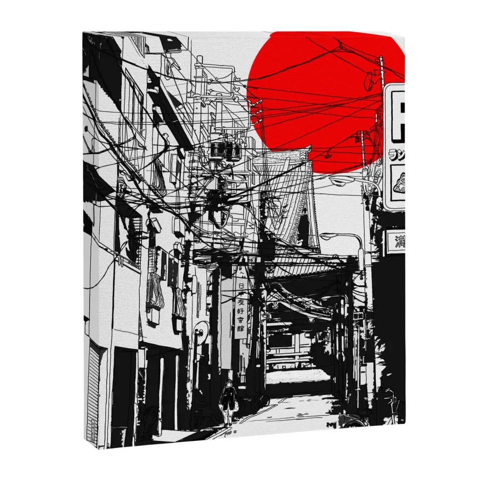 Society6 Tokyo street sunrise toile rue japonaise