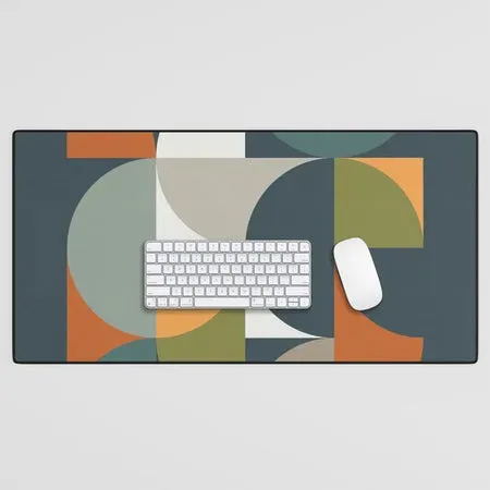 Society6 Mid Century Geometric 12/2 tapis de bureau orange