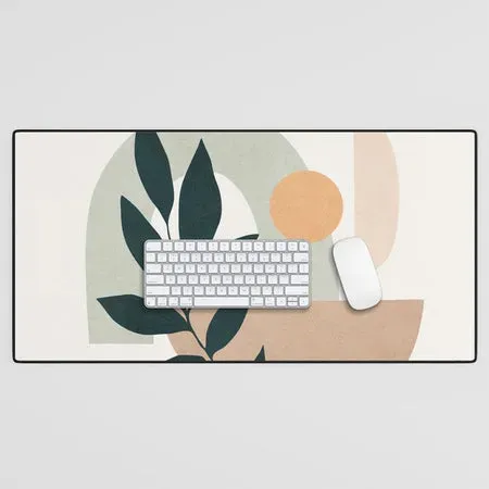 Society6 Soft Shapes IV tapis de bureau feuilles vertes